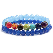 Load image into Gallery viewer, 2 Pce/Set 6MM/8MM 7 Chakra Bead Charm Bracelet