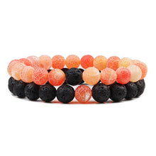Load image into Gallery viewer, 2pc/set Couple Distance Bracelet Charm Purple Weathered Stone High Quality Black Lava Rock BeadS Bracelets