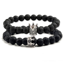Load image into Gallery viewer, Natural Stone Tiger Eye Bracelet Luxury King Queen Crown Men Beads bangle Distance couple bracelets