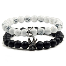 Load image into Gallery viewer, Natural Stone Tiger Eye Bracelet Luxury King Queen Crown Men Beads bangle Distance couple bracelets