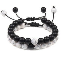 Load image into Gallery viewer, 2PCS/Set Couple Bracelet Black White Beads Braided Distance Bracelets Women Men
