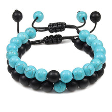 Load image into Gallery viewer, 2PCS/Set Couple Bracelet Black White Beads Braided Distance Bracelets Women Men