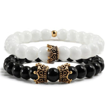Load image into Gallery viewer, Fashion 2 Pce/Set Natural Stone Matte Black Bracelets Men