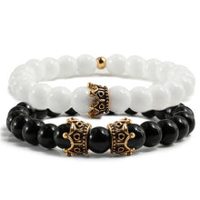 Load image into Gallery viewer, Fashion 2 Pce/Set Natural Stone Matte Black Bracelets Men