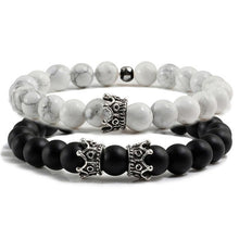 Load image into Gallery viewer, Fashion 2 Pce/Set Natural Stone Matte Black Bracelets Men