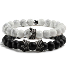 Load image into Gallery viewer, Fashion 2 Pce/Set Natural Stone Matte Black Bracelets Men