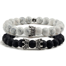 Load image into Gallery viewer, Fashion 2 Pce/Set Natural Stone Matte Black Bracelets Men