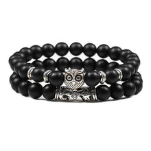 Load image into Gallery viewer, Quality Men 2pcs/set Black Lava Stone Beaded Bracelets