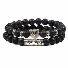 Load image into Gallery viewer, Quality Men 2pcs/set Black Lava Stone Beaded Bracelets