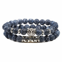 Load image into Gallery viewer, Quality Men 2pcs/set Black Lava Stone Beaded Bracelets