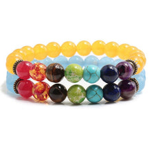 Load image into Gallery viewer, 2 Pce/Set 7 Chakra Charm Bracelet Men