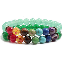 Load image into Gallery viewer, 2 Pce/Set 7 Chakra Charm Bracelet Men