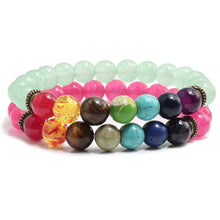 Load image into Gallery viewer, 2 Pce/Set 7 Chakra Charm Bracelet Men
