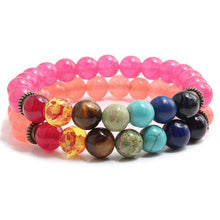 Load image into Gallery viewer, 2 Pce/Set 7 Chakra Charm Bracelet Men