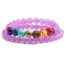 Load image into Gallery viewer, 2 Pce/Set 6MM/8MM 7 Chakra Bead Charm Bracelet

