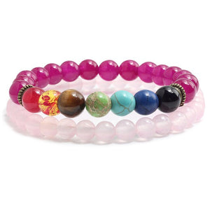2 Pce/Set 6MM/8MM 7 Chakra Bead Charm Bracelet