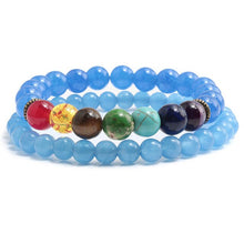 Load image into Gallery viewer, 2 Pce/Set 6MM/8MM 7 Chakra Bead Charm Bracelet
