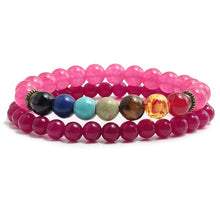 Load image into Gallery viewer, 2 Pce/Set 6MM/8MM 7 Chakra Bead Charm Bracelet
