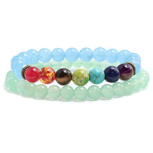 Load image into Gallery viewer, 2 Pce/Set 6MM/8MM 7 Chakra Bead Charm Bracelet
