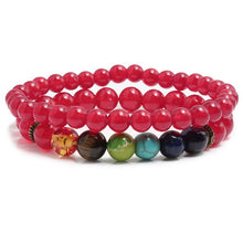 Load image into Gallery viewer, 2 Pce/Set 6MM/8MM 7 Chakra Bead Charm Bracelet
