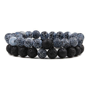 2pc/set Couple Distance Bracelet Charm Purple Weathered Stone High Quality Black Lava Rock BeadS Bracelets