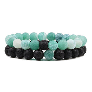 2pc/set Couple Distance Bracelet Charm Purple Weathered Stone High Quality Black Lava Rock BeadS Bracelets