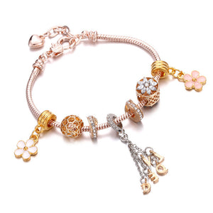 Rose Gold Snake Bracelets Women Lobster Buckle Bangles Crystal