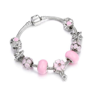 Charm Women Bracelet Snake Chain Bracelets Pink Crystal