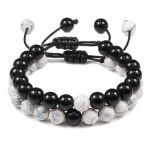 Load image into Gallery viewer, 2PCS/Set Couple Bracelet Black White Beads Braided Distance Bracelets Women Men
