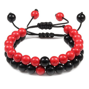 2PCS/Set Couple Bracelet Black White Beads Braided Distance Bracelets Women Men