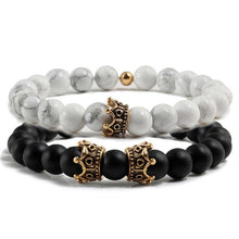 Load image into Gallery viewer, Fashion 2 Pce/Set Natural Stone Matte Black Bracelets Men
