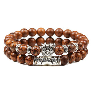 Quality Men 2pcs/set Black Lava Stone Beaded Bracelets