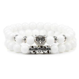Quality Men 2pcs/set Black Lava Stone Beaded Bracelets