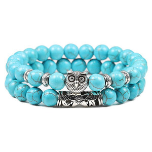 Quality Men 2pcs/set Black Lava Stone Beaded Bracelets