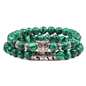 Quality Men 2pcs/set Black Lava Stone Beaded Bracelets