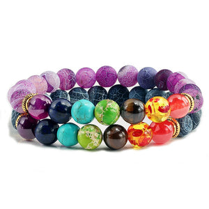 2pcs/set 7 Chakra Couple Distance Bracelets Classic Natural Stone Beaded Bracelet for Men Women