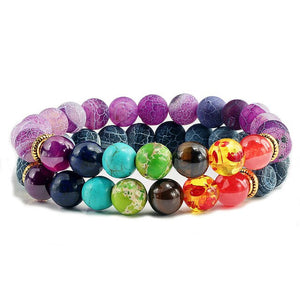 2pcs/set 7 Chakra Couple Distance Bracelets Classic Natural Stone Beaded Bracelet for Men Women