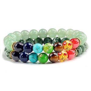 2pcs/set 7 Chakra Couple Distance Bracelets Classic Natural Stone Beaded Bracelet for Men Women