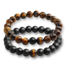 Load image into Gallery viewer, 17 Style Tiger Eye Black Line Hematite Charm Bracelet Men
