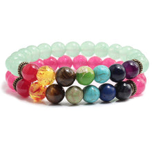 Load image into Gallery viewer, 2 Pce/Set 7 Chakra Charm Bracelet Men

