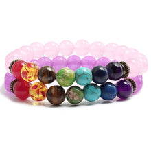Load image into Gallery viewer, 2 Pce/Set 7 Chakra Charm Bracelet Men
