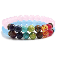 Load image into Gallery viewer, 2 Pce/Set 7 Chakra Charm Bracelet Men
