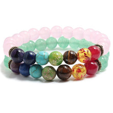 Load image into Gallery viewer, 2 Pce/Set 7 Chakra Charm Bracelet Men
