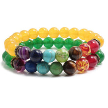 Load image into Gallery viewer, 2 Pce/Set 7 Chakra Charm Bracelet Men
