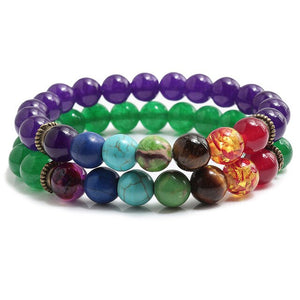 2 Pce/Set 7 Chakra Charm Bracelet Men