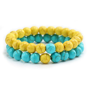 Natural Charm Stone Bead Bracelets Set For Women Men