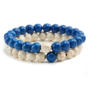 Natural Charm Stone Bead Bracelets Set For Women Men