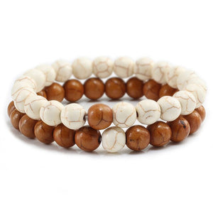Natural Charm Stone Bead Bracelets Set For Women Men